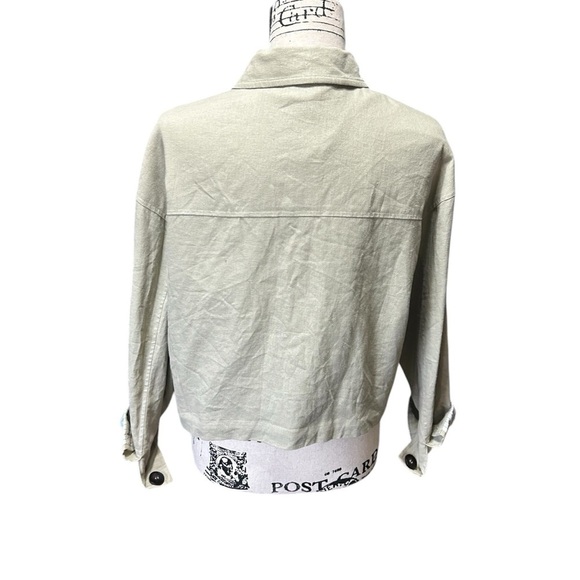 Zara Short Geen Button Down lightweight Jacket Sz Lrg - Picture 4 of 10